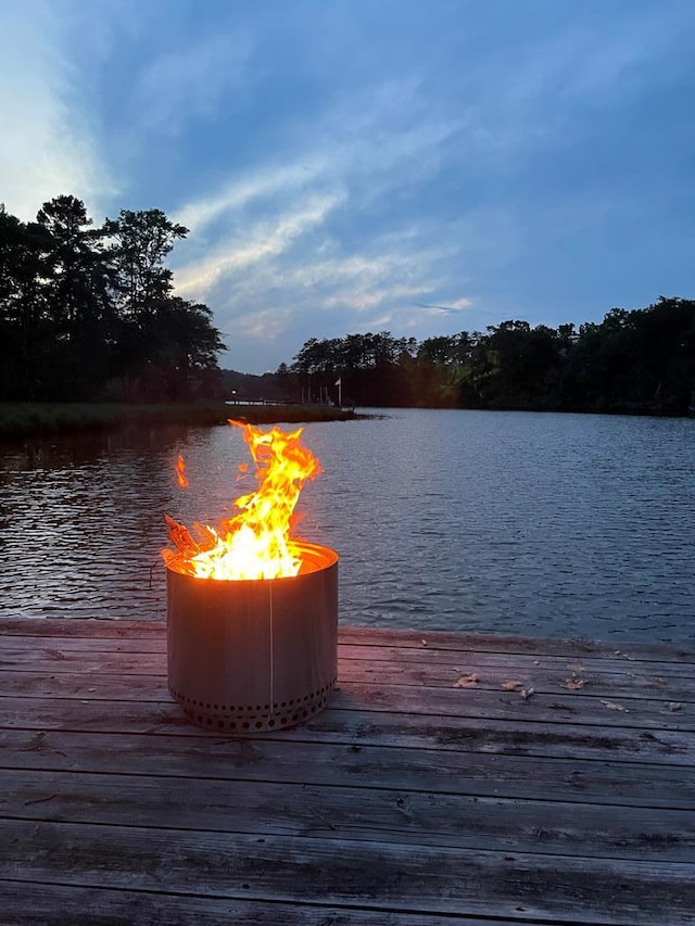 1198 Knights Landing Dr, Heathsville, VA 22473 - dock featuring a fire pit and a water view