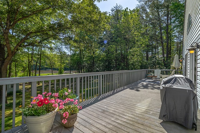 1198 Knights Landing Dr, Heathsville, VA 22473 - wooden deck with view of wooded area