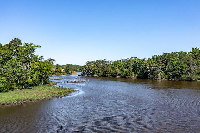 1198 Knights Landing Dr, Heathsville, VA 22473 - water view featuring a forest and a boat dock