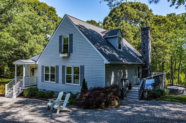 1198 Knights Landing Dr, Heathsville, VA 22473 - view of front of property featuring a chimney, crawl space, and a wooden deck