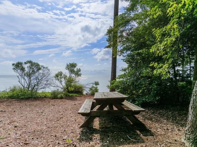 view of home's community with a water view