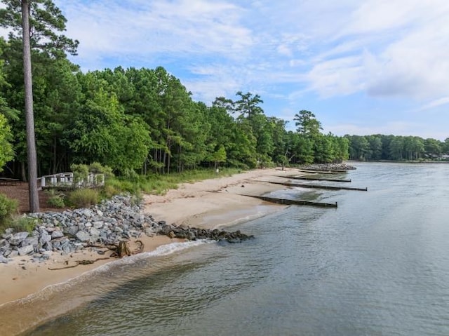 water view with a wooded view