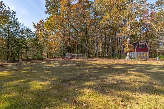 view of yard featuring an outbuilding