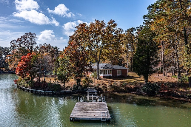 view of dock featuring a water view