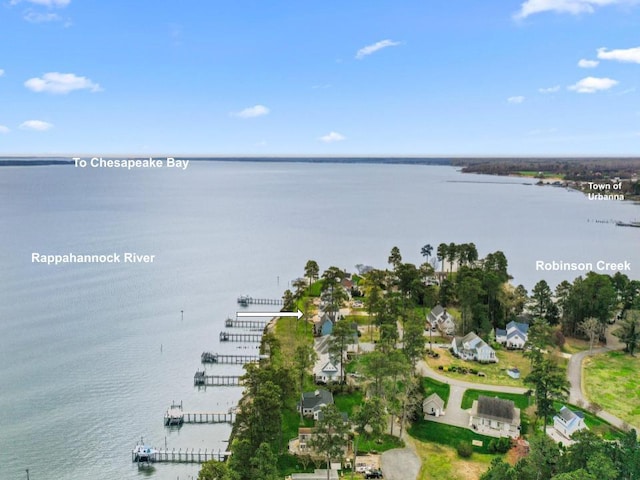 217 Kilmer Point Dr, Urbanna, VA 23175 - bird's eye view featuring a water view