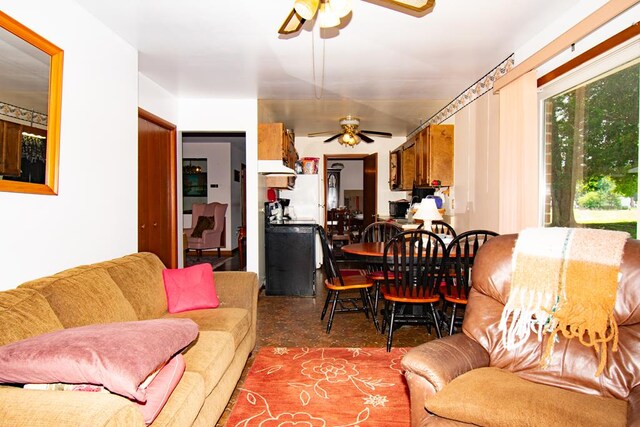 203 Lampkintown Rd, Burgess, VA 22432 - living area with a ceiling fan