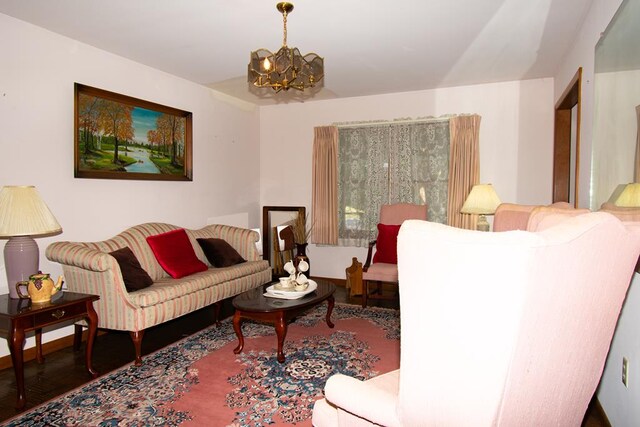 203 Lampkintown Rd, Burgess, VA 22432 - living room featuring a chandelier and wood finished floors
