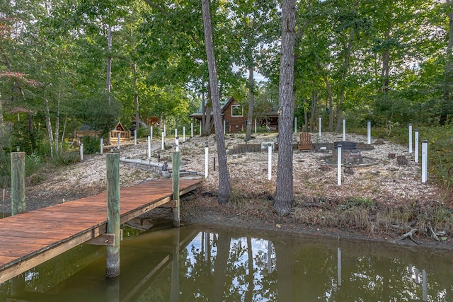 view of dock featuring a water view