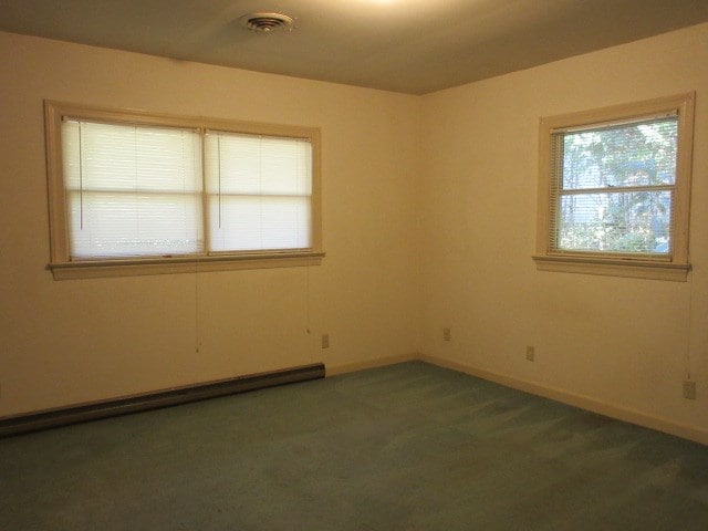 spare room featuring a baseboard heating unit