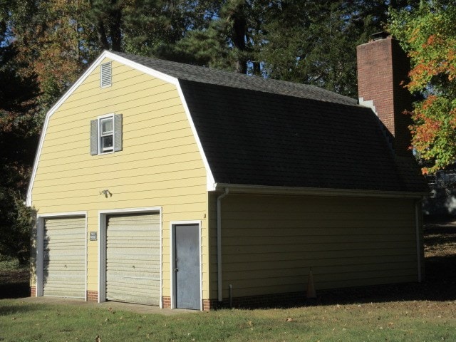 exterior space featuring a garage