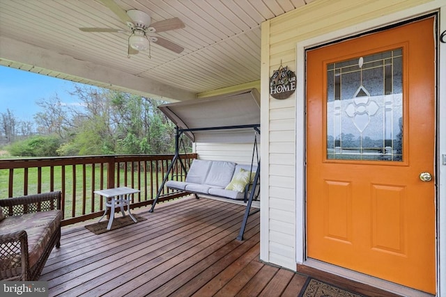6 Dockside Ct, Montross, VA 22520 - wooden terrace with ceiling fan