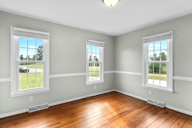 unfurnished room featuring light hardwood / wood-style floors and a wealth of natural light