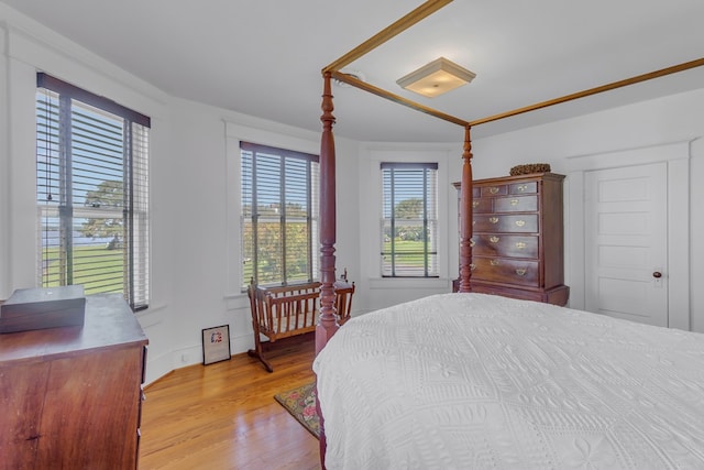 bedroom with light hardwood / wood-style flooring