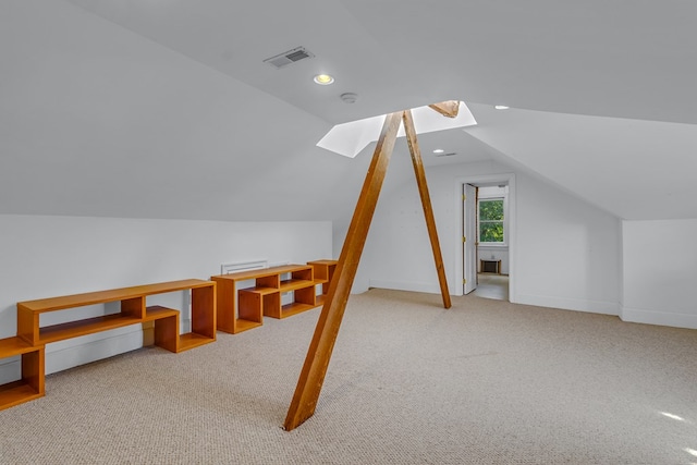 19 Cedardale Ln, Irvington, VA 22480 - additional living space featuring a skylight, lofted ceiling, carpet flooring, and recessed lighting