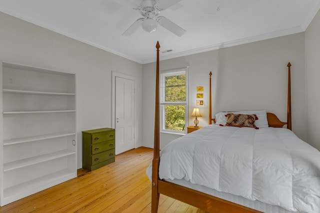 19 Cedardale Ln, Irvington, VA 22480 - bedroom featuring light wood-type flooring, crown molding, and ceiling fan