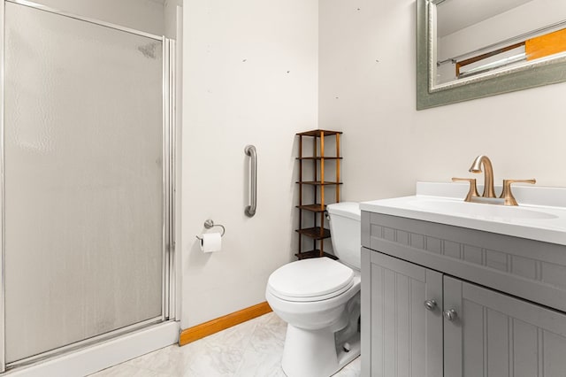 31 Bunker Hill Rd, Farnham, VA 22460 - bathroom with vanity, a stall shower, and marble look tiles
