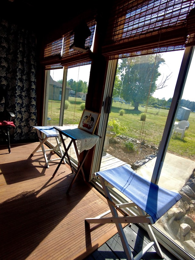 interior space with a rural view