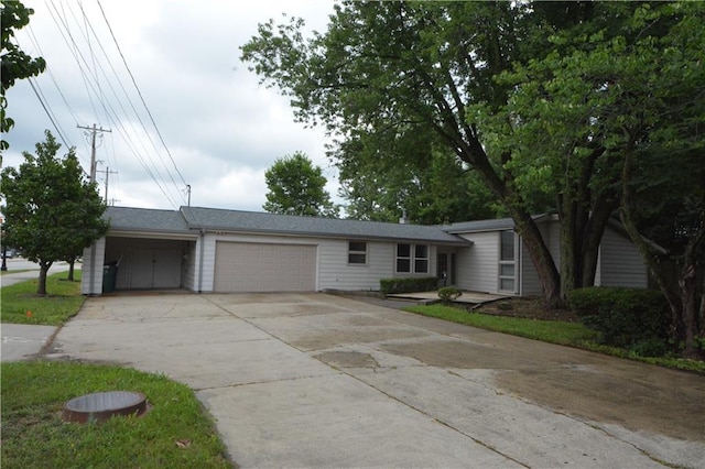 ranch-style home with a garage