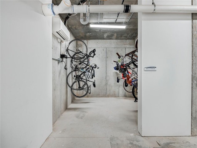 interior space featuring a wall mounted air conditioner