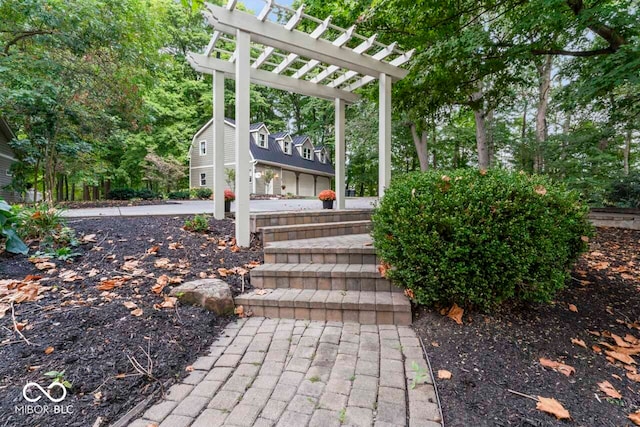 view of patio / terrace featuring a pergola