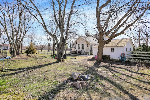 view of yard featuring a trampoline