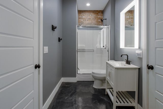 bathroom featuring tile flooring, toilet, and vanity