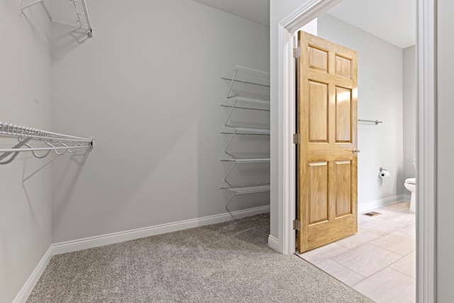 spacious closet with carpet floors