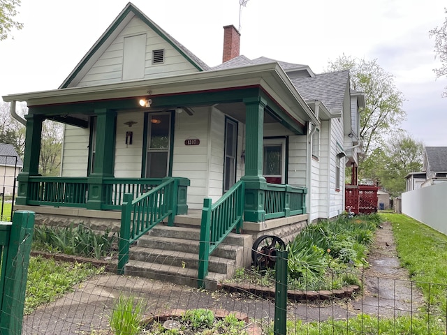 bungalow-style home with covered porch