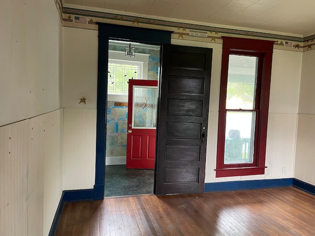 foyer with dark hardwood / wood-style flooring