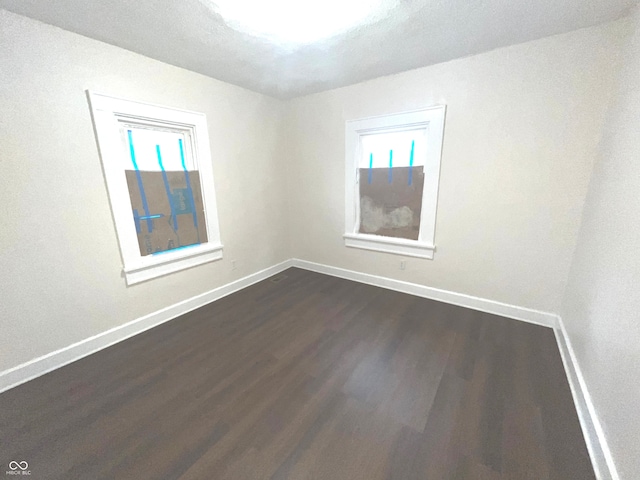 unfurnished room featuring dark wood-type flooring and a wealth of natural light