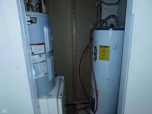 utility room with electric water heater