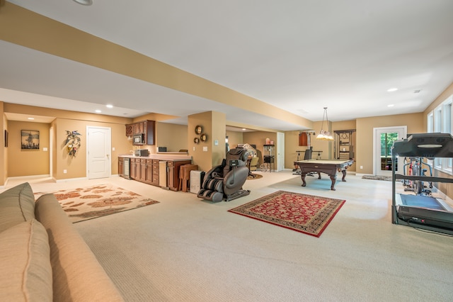 interior space with billiards and carpet flooring