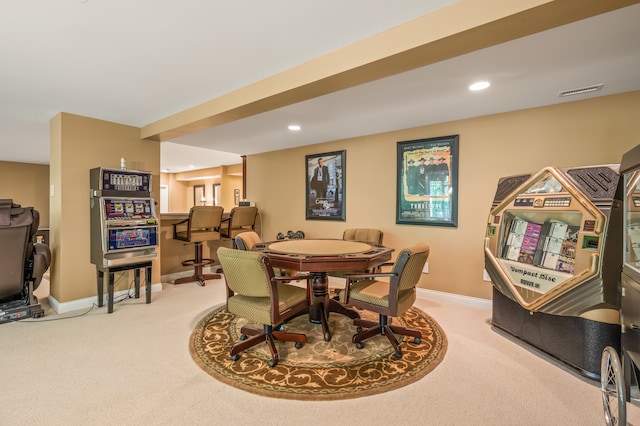 view of carpeted dining room