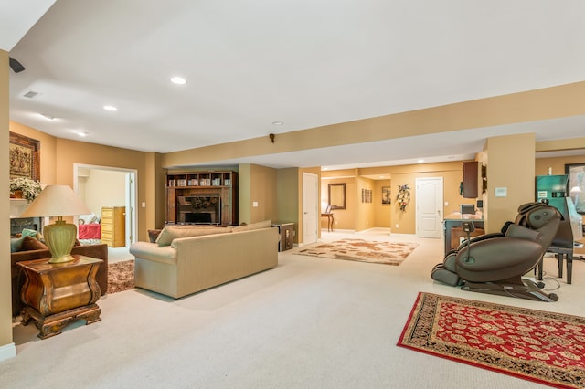 living room with carpet flooring