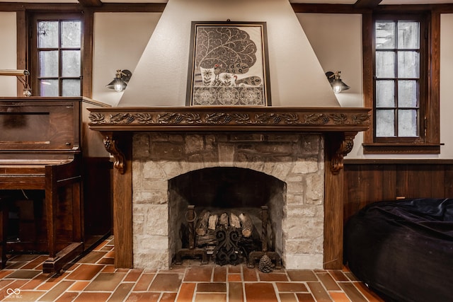 room details with a fireplace