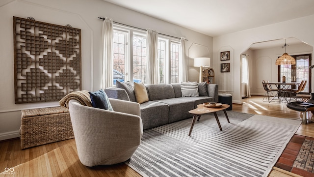 living room featuring light hardwood / wood-style flooring