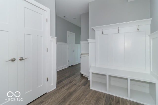 mudroom featuring dark hardwood / wood-style flooring