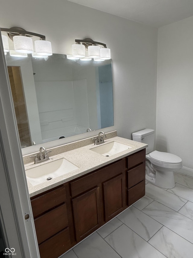 17902 Cristin Way, Westfield, IN 46062 - bathroom with marble look tile flooring and double vanity