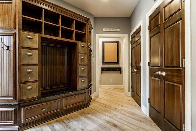 mudroom featuring light wood-type flooring