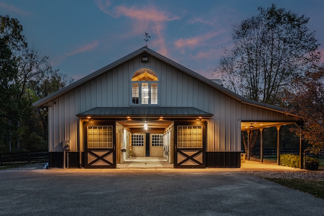 view of front facade with an outbuilding