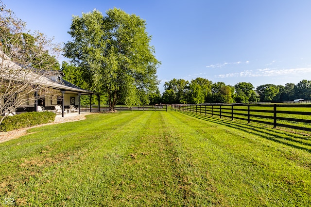 view of yard with a rural view