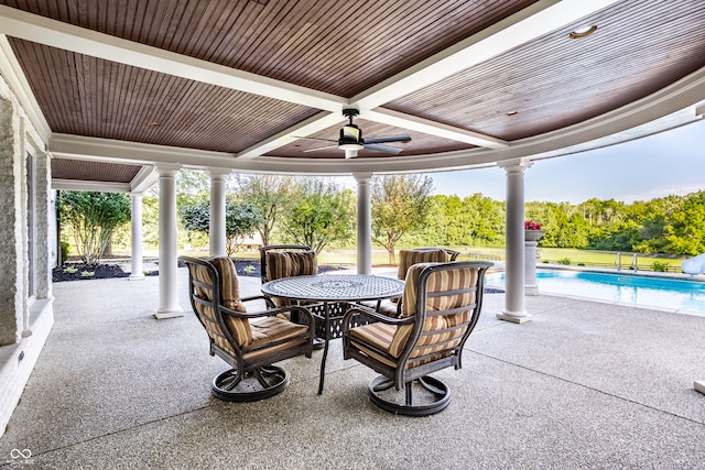 view of patio / terrace featuring ceiling fan