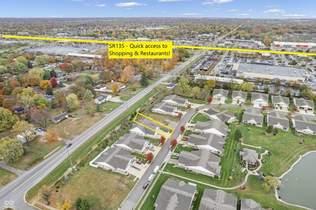 3368 Johns Way, Greenwood, IN 46143 - aerial view of property's location with nearby suburban area and a nearby body of water