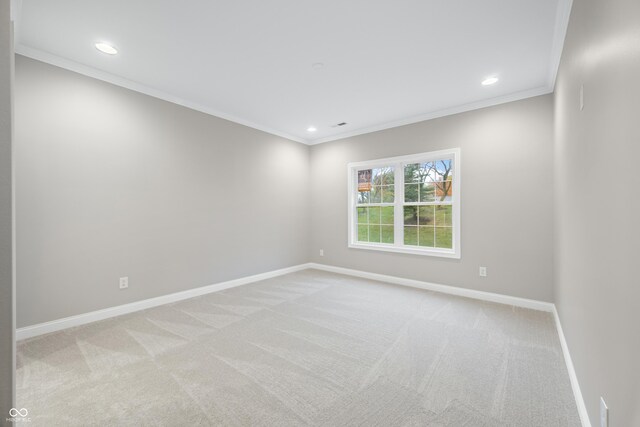 3368 Johns Way, Greenwood, IN 46143 - spare room featuring baseboards, crown molding, light carpet, and recessed lighting