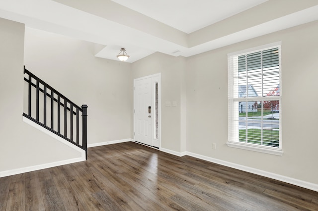 foyer featuring dark hardwood / wood-style floors