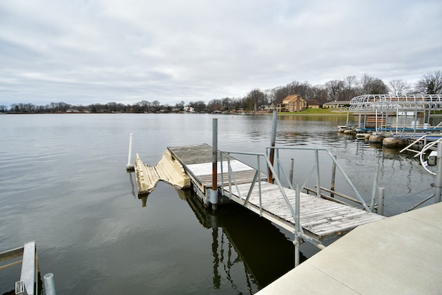 dock area featuring a water view