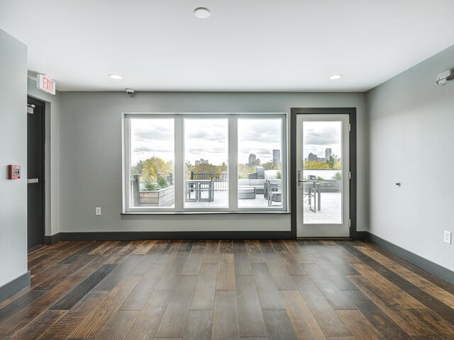 empty room featuring dark hardwood / wood-style floors