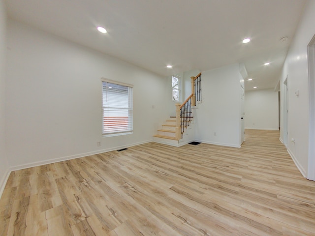 unfurnished living room featuring light hardwood / wood-style floors