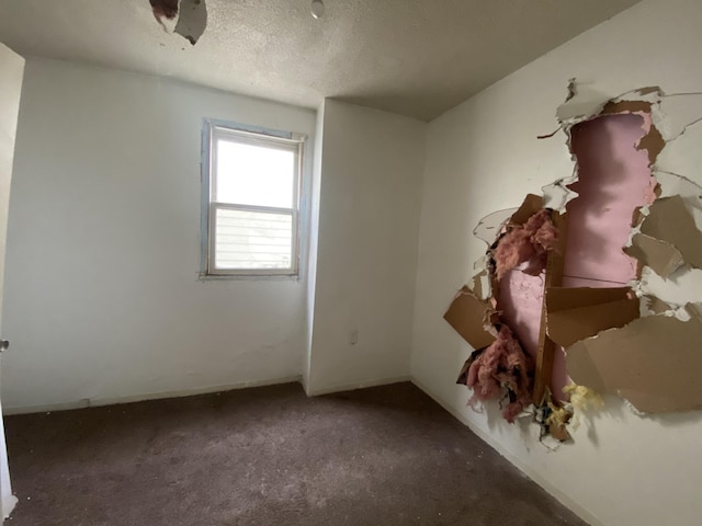 carpeted spare room with a textured ceiling