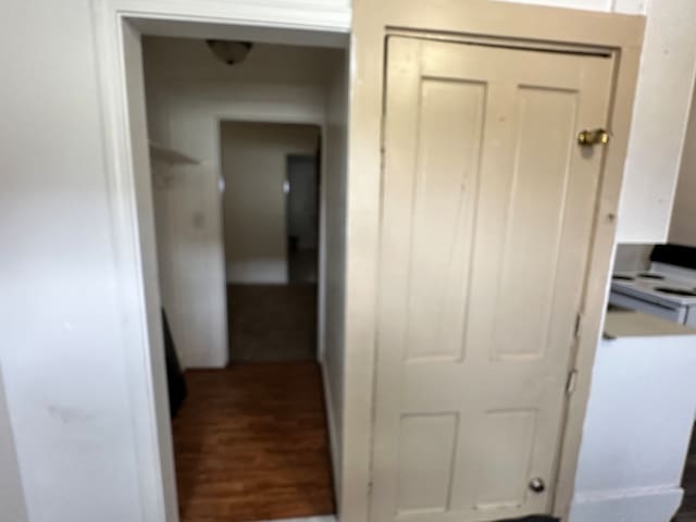 hallway with wood-type flooring